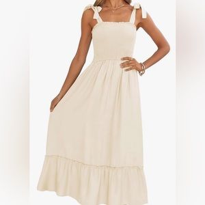 ZESICA Women's Boho Spaghetti Strap Square Neck Ruffle A Line Long Maxi Dress